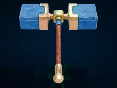 Stylized Stone Hammer Low-poly 3D model