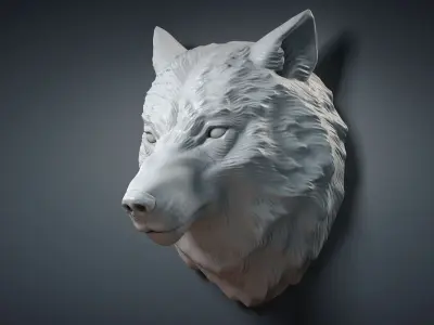 Wolf Head Sculpture Calm 3D model