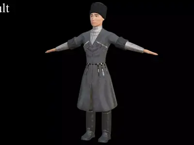 Caucasian or Cossack Character Costume Low-poly 3D model