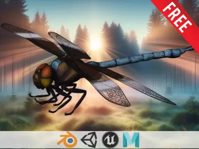 Nature s Helicopter The Dragonfly free nsect Inspector Low-poly 3D model