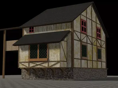 Simple Medieval House Free low-poly 3D model