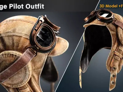 Vintage Pilot Outfit Low-poly 3D model