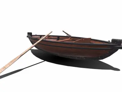Old Wooden Rowing Boat Low-poly PBR Low-poly 3D model