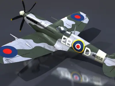 SPITFIRE MK XII 41st Squadron Low-poly 3D model