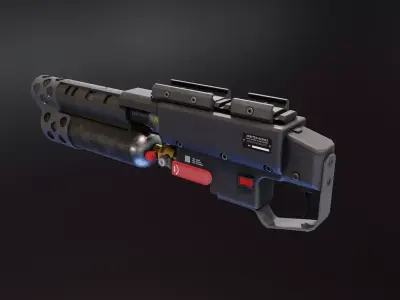 Under Barrel Flamethrower Low-poly 3D model