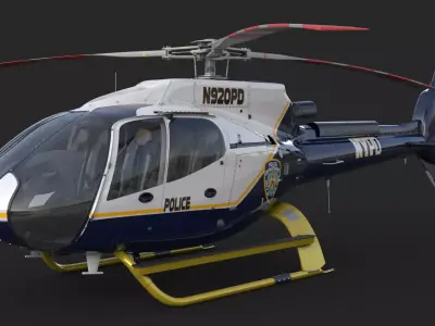 Airbus H130 Police High Detail 3ds max Vray 3D model