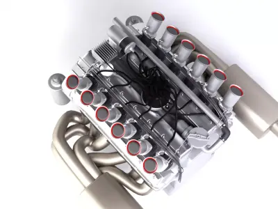 Jaguar XJ13 V12 Engine Low-poly 3D model