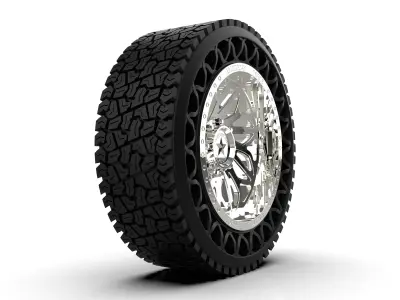 airless article tire with american force wheel 3D print model
