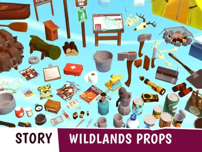 STORY - Wildlands Props Low-poly 3D model