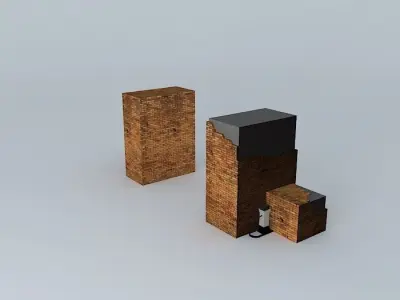 Derelict WWII-Style Brick Gate Low-poly 3D model