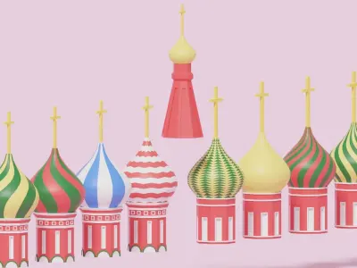 Moscow Kremlin Saint Basils Cathedral Roofs Low-poly 3D model