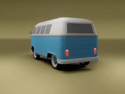 Volkswagen type 2 1967 low poly 3D model Low-poly 3D model