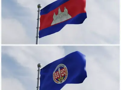 Animated Cambodia Flags 3D model
