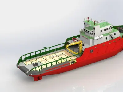 47m Anchor Handling Tug ship 3D model