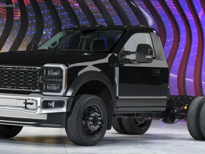 Two Doors Chassis Cab Black Rigged for Maya 3D model