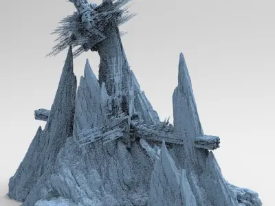 Spaceship cliff base 3 Models 3D model