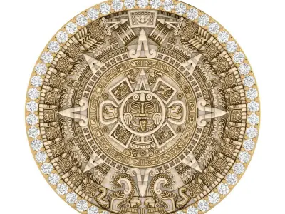 Mayan Calendar Diamond 2 inch Pendant 3D print model