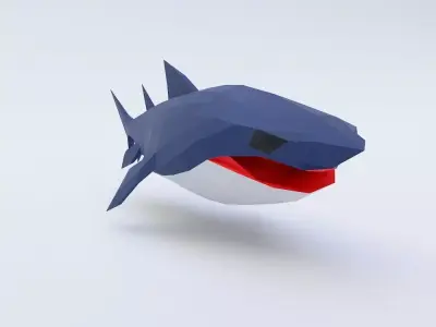 Shark Fish low poly toon 3d model  Low-poly 3D model