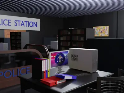 Police Station Interior Low-poly 3D model