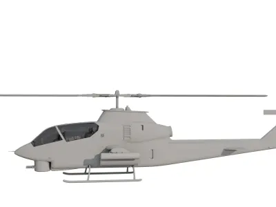 AH1G Helicopter With Cockpit Game model  Low-poly 3D model
