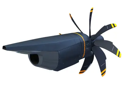 Black Propeller Propfan Jet Engine 3D model
