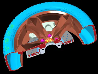 3D Seat VW rim wheel 7x17 BBS design 4815 with tyre brakes 3D model