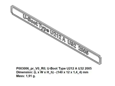Nameplate - U-Boot Type U212 A U32 2005 3D print model