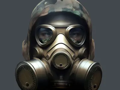 Gas mask helmet 3d model military combat Low-poly Low-poly 3D model