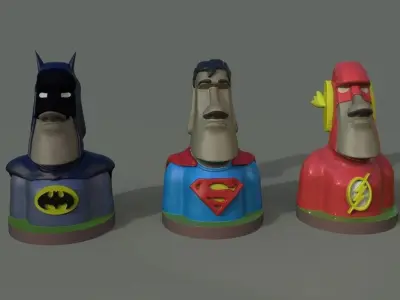 Justice League Moai 3D print model