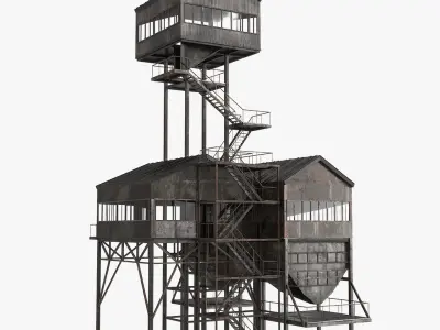 Old Rusty Industial Building 3D model