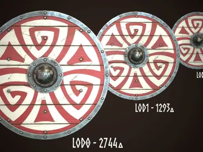 Viking Shield 22 Low-poly 3D model