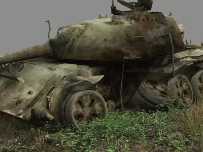 Damaged Rusted Tank Low Poly Game Ready 3D Model Low-poly 3D model