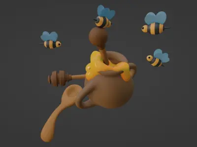Cartoon Honeypot 3D model
