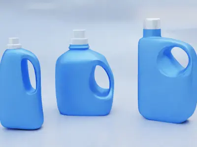 Plastic Detergent Bottle Set Clean Product Packaging 3D model