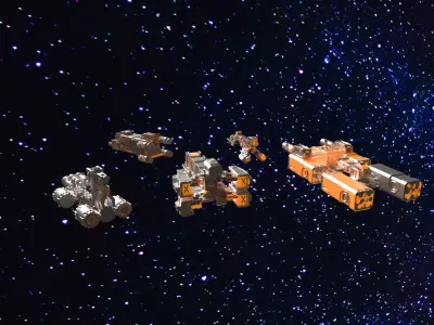 8k Deep Space Starship Pack Space Ships PBR 3D model