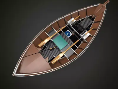Canoe wooden boat 3D model