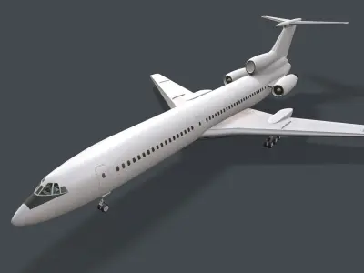 Tupolev Tu-154 Blank Animated Low-poly 3D model