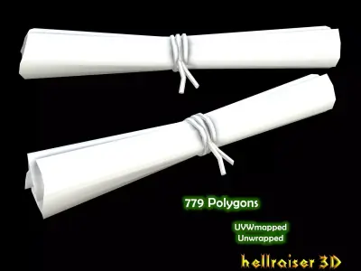 Scroll paper Low-poly 3D model