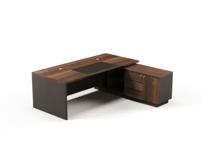 Modern Office Desk With Side Cabinet File For Vice Director  Free 3D model
