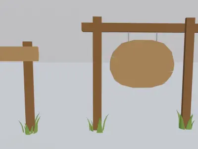 Lowpoly Wood Signs Free low-poly 3D model
