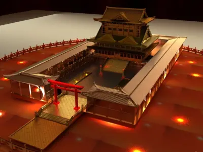 Chinese House Low-poly 3D model