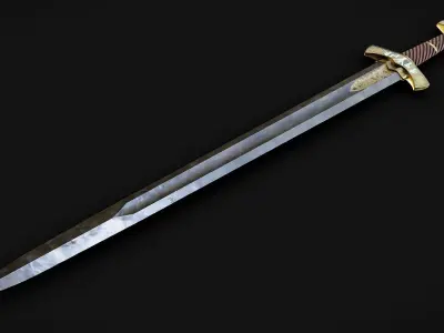 Viking runed sword Low-poly 3D model