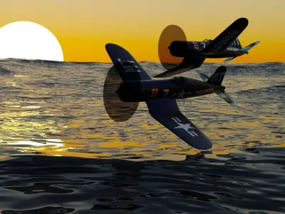F4 U Corsair Low-poly 3D model
