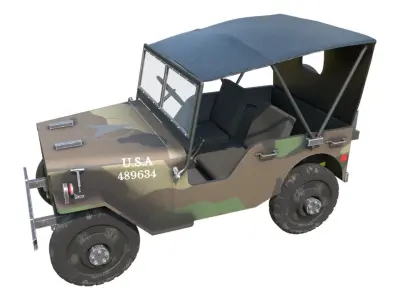 Army Jeep Low-poly 3D model