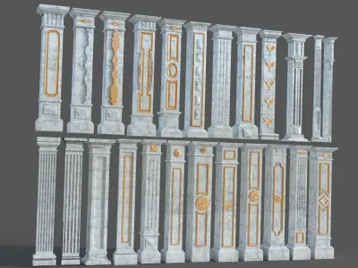 Colone set of marble columns 3D model