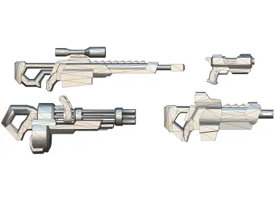 Lowpoly Cartoon Weapons Alliance Set Low-poly 3D model