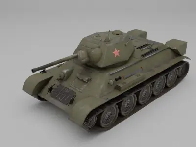 T34-76 1942 Medium Tank Low-poly 3D model