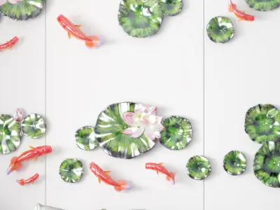Wall Lotus Pendant Modern Goldfish 3D model