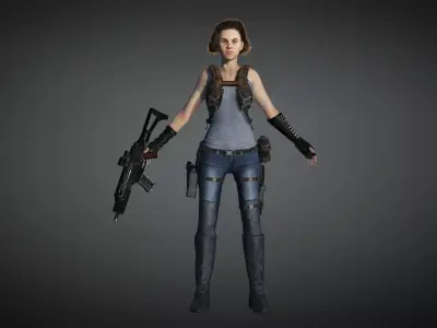 AAA Military Female Character 02 Low-poly 3D model