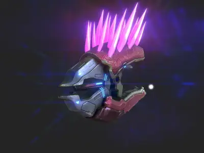 Needler futuristic weapon with lights Low-poly 3D model